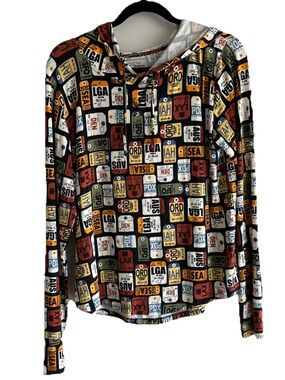 MeUndies Womens ultra modal stretch comfort luggage tag print Hoodie size large